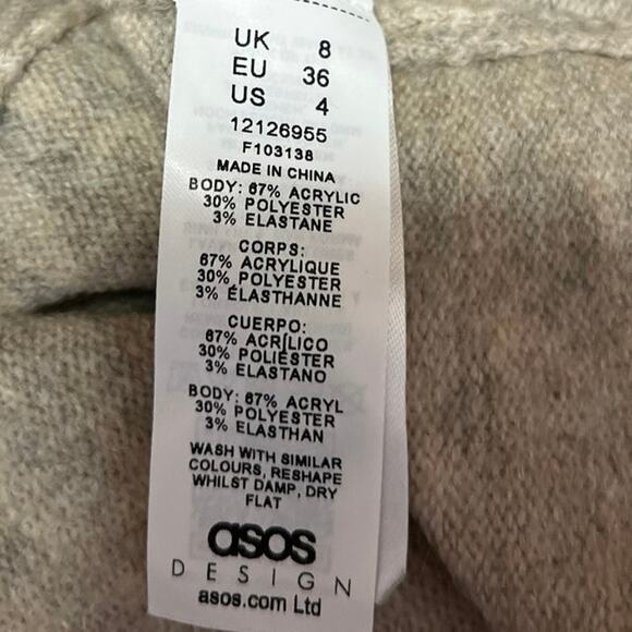 Asos Design Gray Knitted Button Collar Long Sleeve Sweater Romper Jumpsuit Sz 4 - Picture 5 of 5